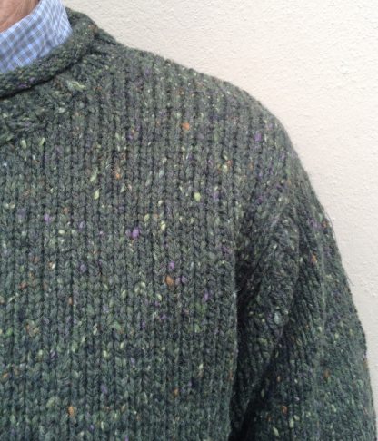 Carrick Aran Sweater Clover Green Fleck