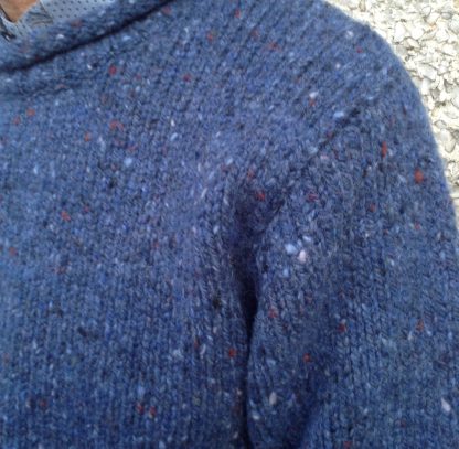Carrick Aran Sweater Denim Blue detail