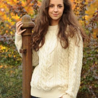 Definitive Aran Ladies Sweater Cable Stitch Natural