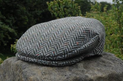 Herringbone Donegal Tweed Flat Cap Green Grey
