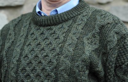 Legacy Irish Aran Sweater Moss Green