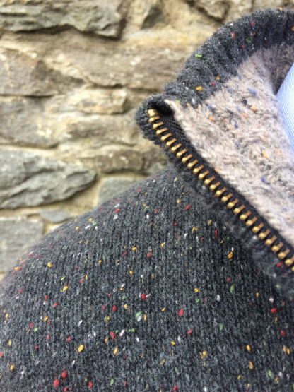 Baltimore Irish Aran Sweater Charcoal Fleck Detail