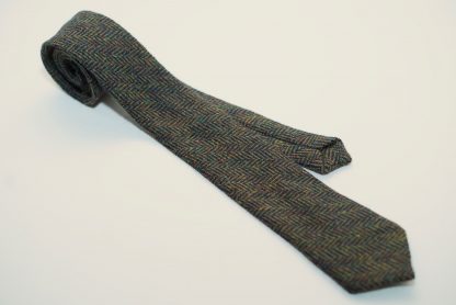Donegal Tweed Tie Herringbone Green Black
