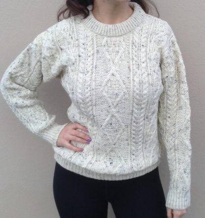 Innismor Ladies Aran Sweater Ivory Fleck