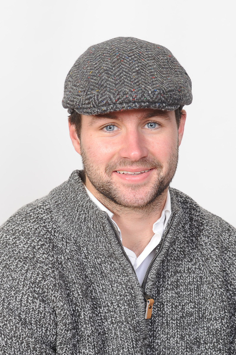 Brad Pitt Style Tweed Cap Ghostly Grey