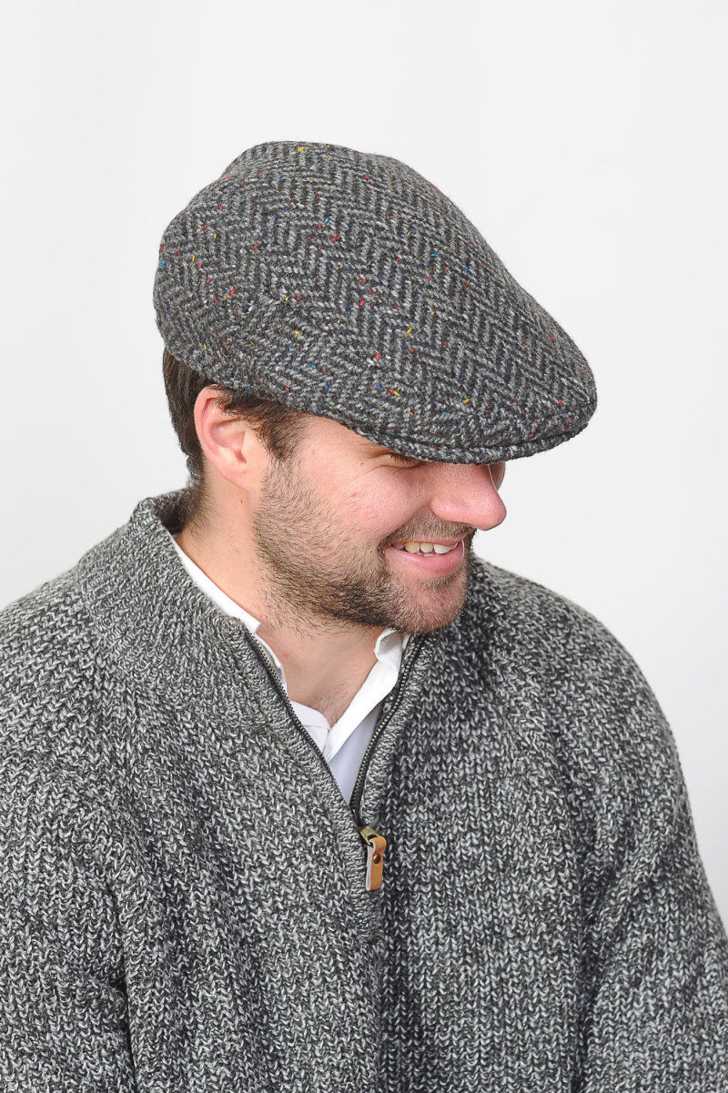 Brad Pitt Style Tweed Cap Ghostly Grey