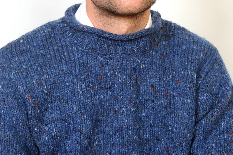 Carrick Aran Sweater Denim Blue
