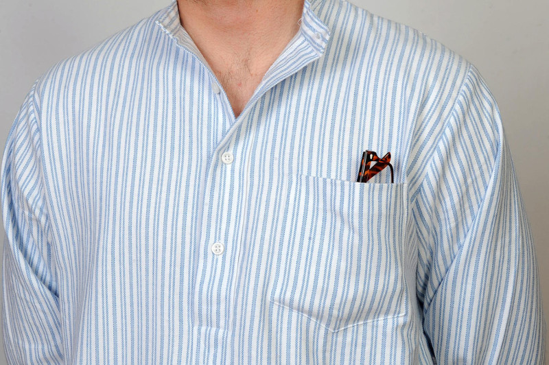 Gleneske Traditional Stripe Irish Nightshirt Classic Blue