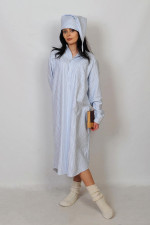 Gleneske Traditional Stripe Ladies Irish Nightshirt Classic Blue