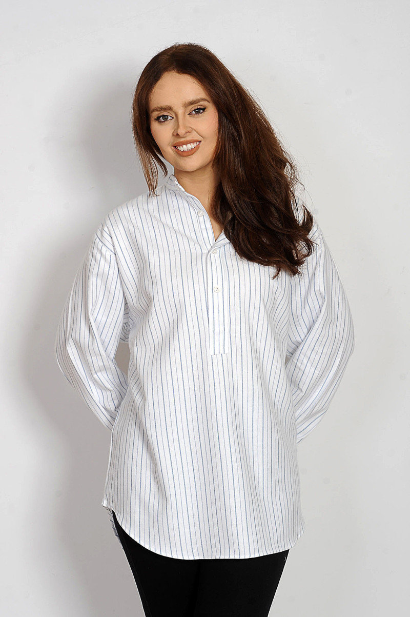Gleneske Women's Irish Grandfather Shirt Atlantic Blue