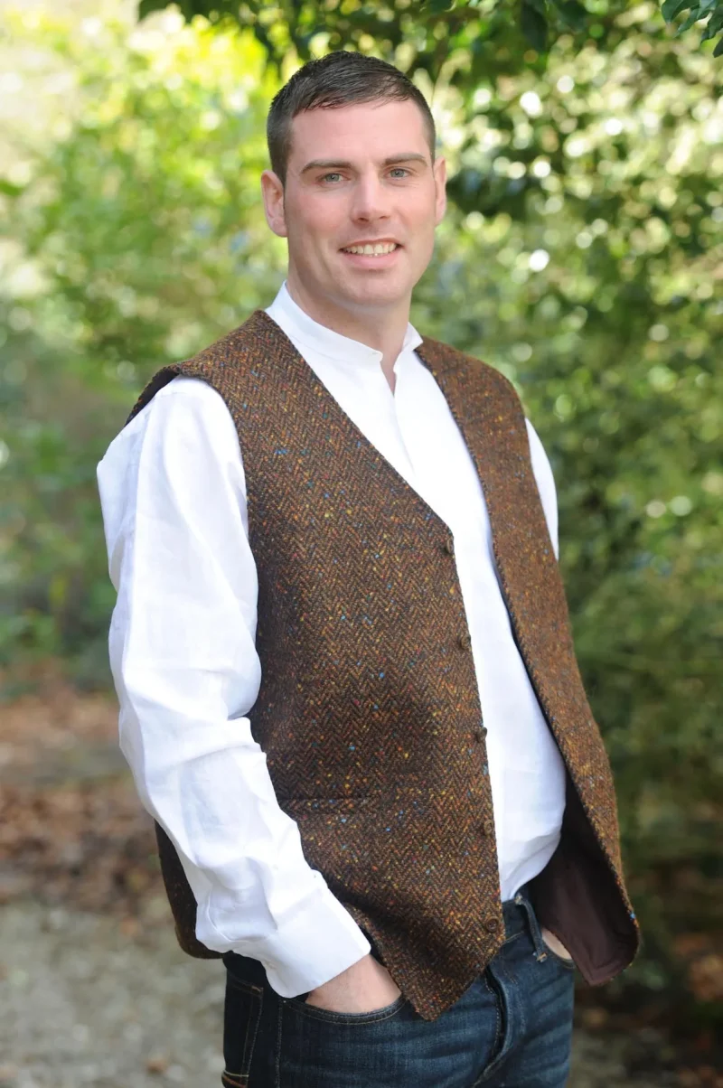 Glengesh Skellig Tweedback Waistcoat Rustic Brown