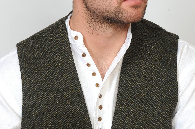 Irish Engineer Tweed Waistcoat Juniper