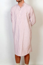 Gleneske Traditional Stripe Irish Nightshirt Cranberry