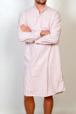 Gleneske Traditional Stripe Irish Nightshirt Cranberry