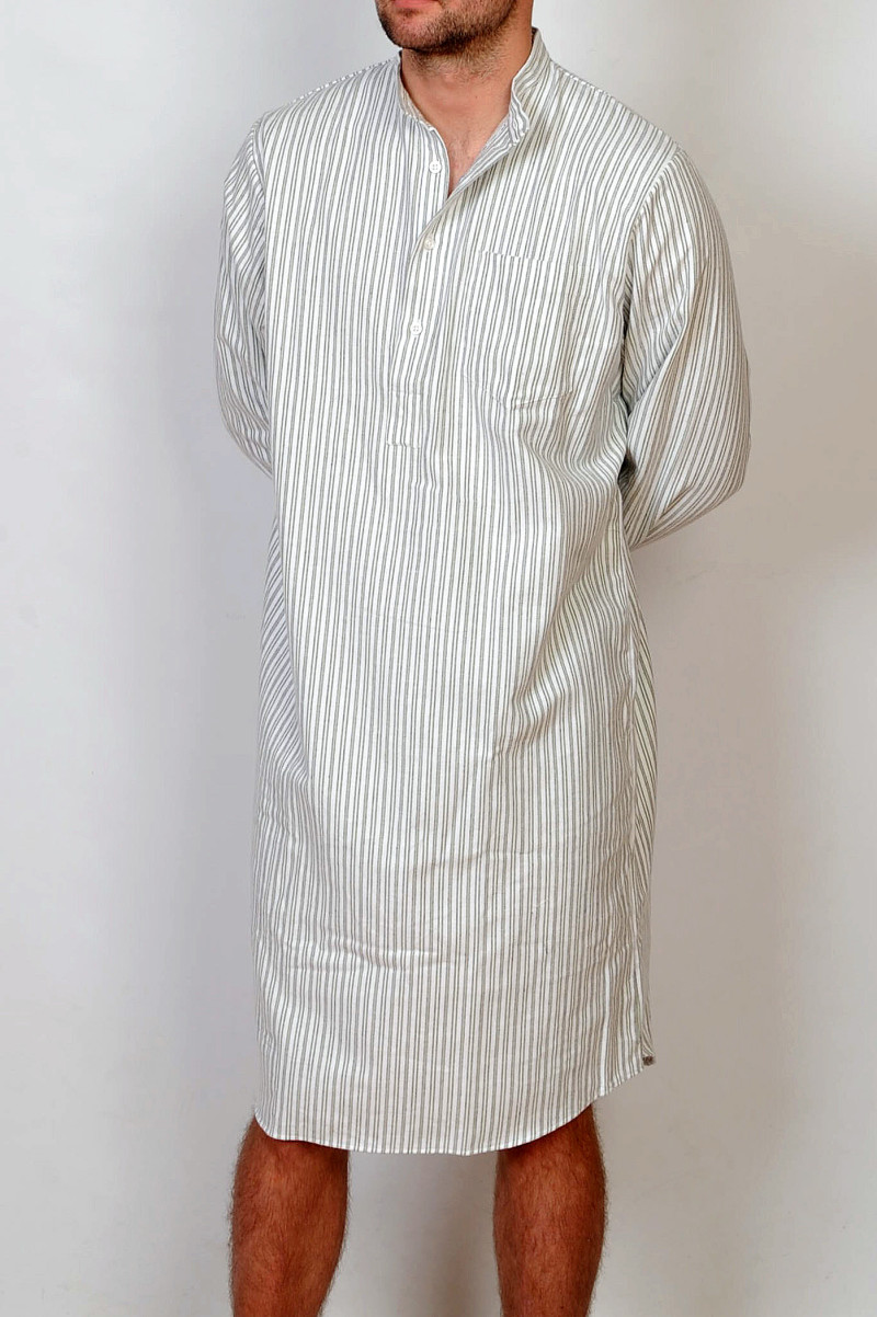 Gleneske Traditional Stripe Irish Nightshirt Emerald