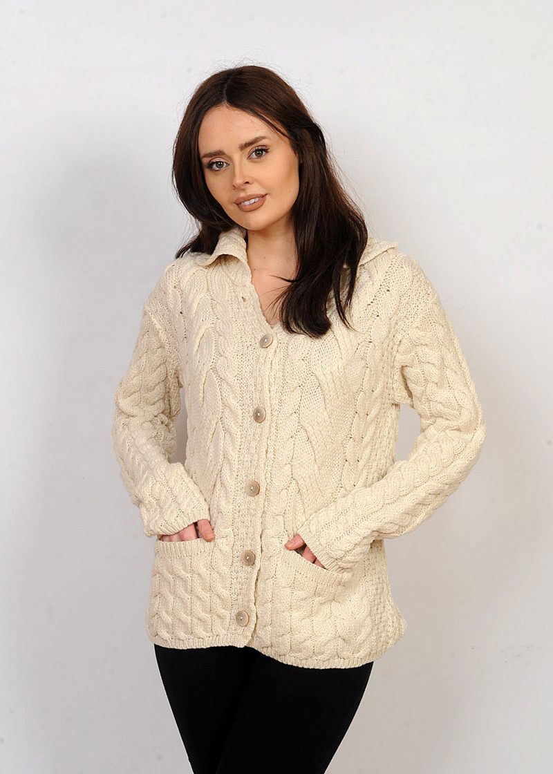 Falcarragh Aran Ladies Cardigan Cream