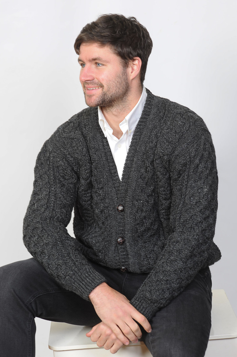 Derryveagh Aran Cardigan Charcoal