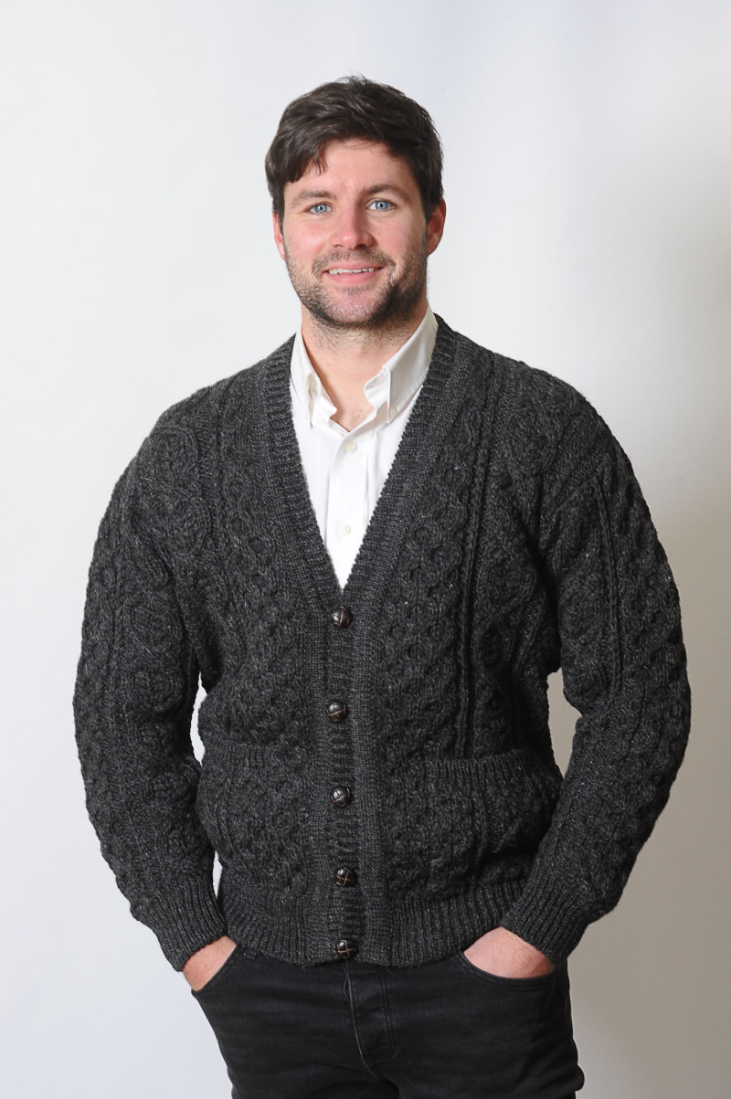 Derryveagh Aran Cardigan Charcoal