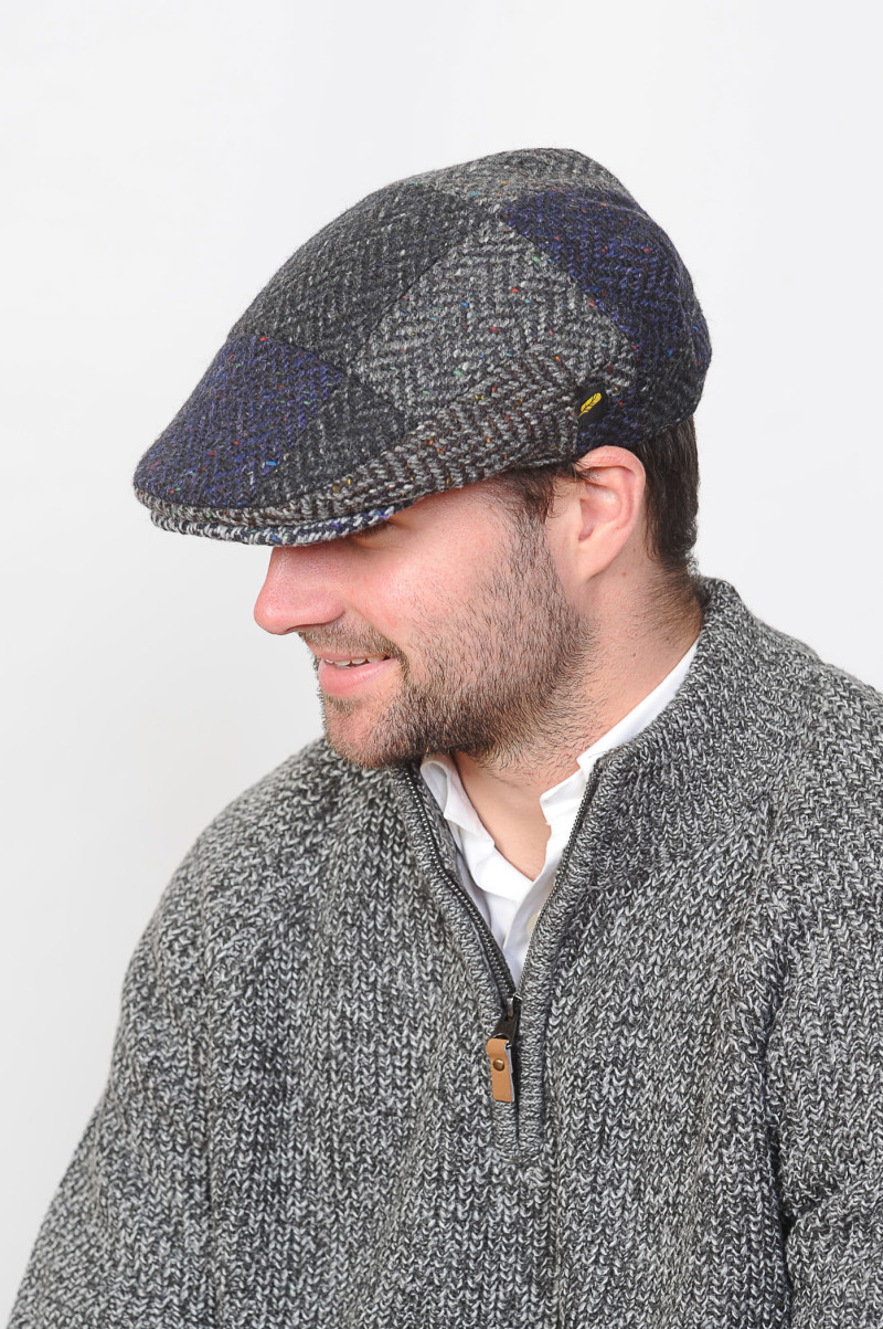 Patchwork Tweed Cap Stormy Sea