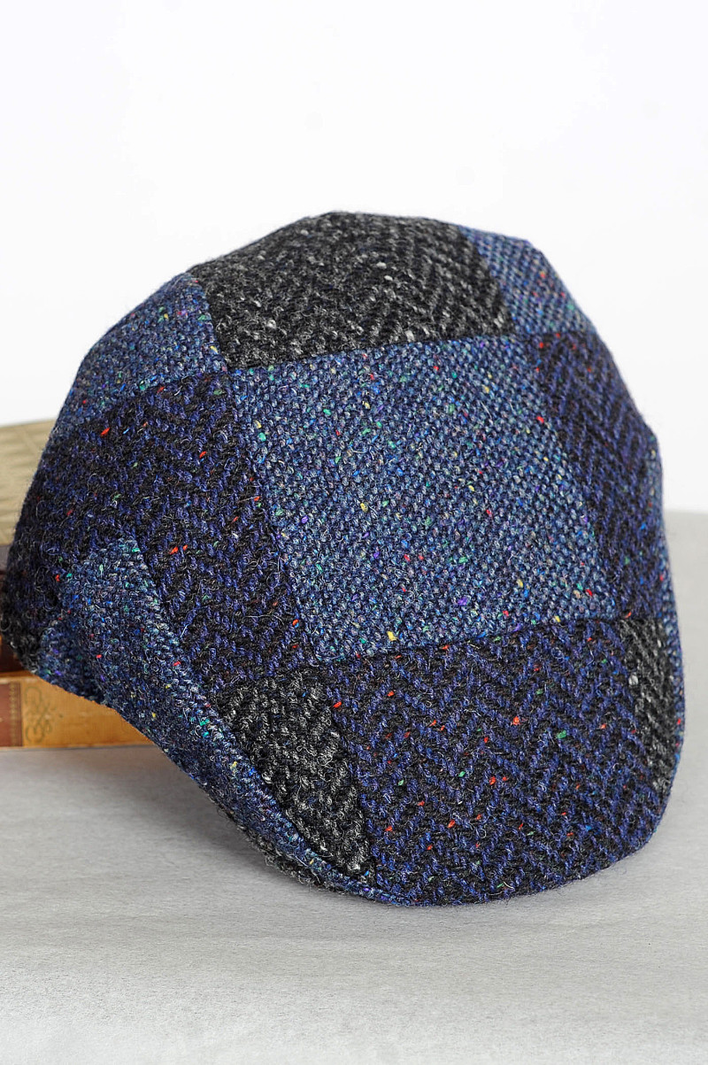 Patchwork Tweed Cap Stormy Sea