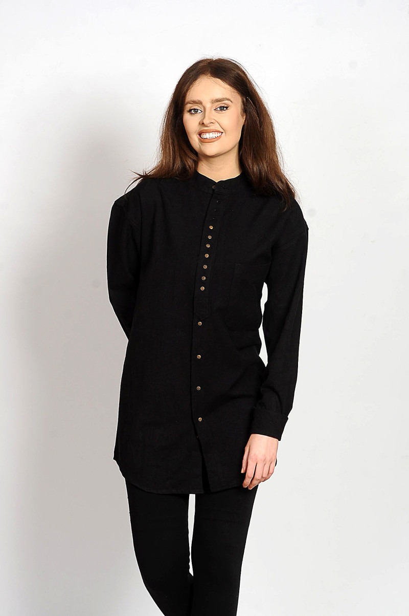 Claddagh Women’s Grandfather Shirt Jet Black