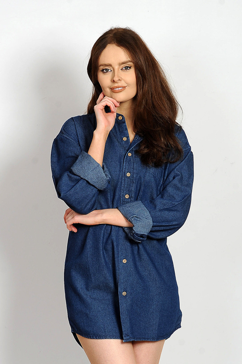 Denim Chambray Grandfather Shirt