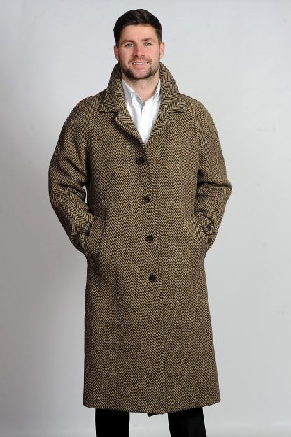 Connemara Tweed Overcoat Black & Amber