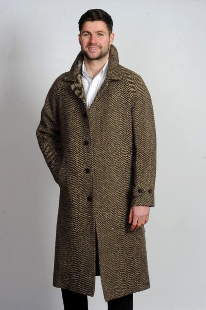 Connemara Tweed Overcoat Black & Amber